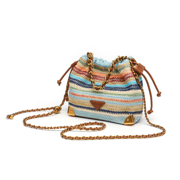 Bohemia Drawstring Bag With Chain Strap - Colorful