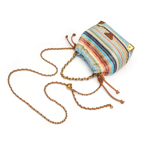 Bohemia Drawstring Bag With Chain Strap - Colorful