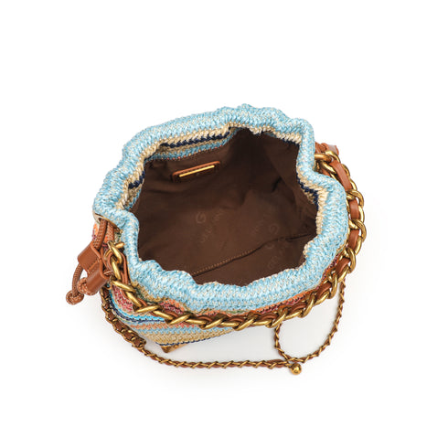 Bohemia Drawstring Bag With Chain Strap - Colorful