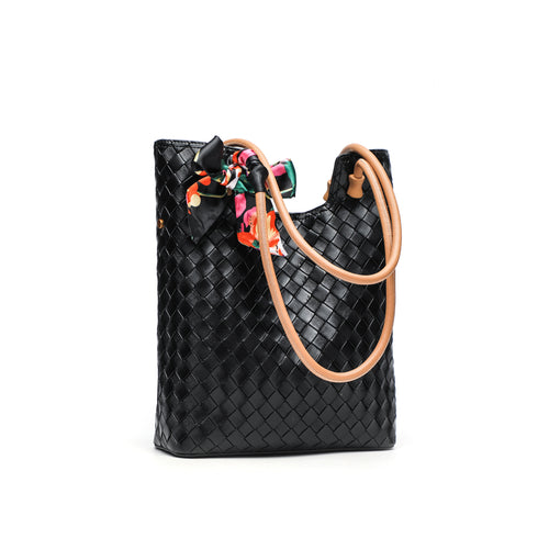 Gelanni Everyday Tote Bag With Floral Scarf - Black