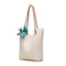 Gelanni Everyday Tote Bag With Floral Scarf - Beige