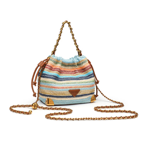 Bohemia Drawstring Bag With Chain Strap - Colorful