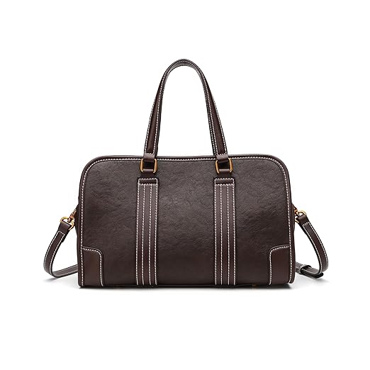 GELANNI – Duffle Bag for Women & Girls, Premium PU Handbag with Bottom Rivet, Comes with Adjustable & Detachable Strap, an Ideal Gift for Female – Dark Brown