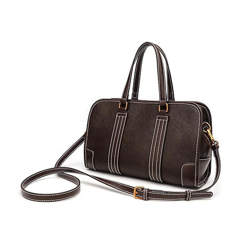 GELANNI – Duffle Bag for Women & Girls, Premium PU Handbag with Bottom Rivet, Comes with Adjustable & Detachable Strap, an Ideal Gift for Female – Dark Brown