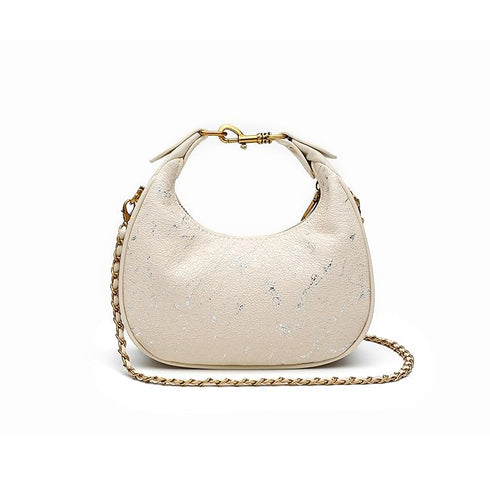 GELANNI β Veneta Bag for Women & Girls, Premium PU Handbag, Comes with Adjustable & Detachable Gold Chain, An Ideal Gift for Female -Off White