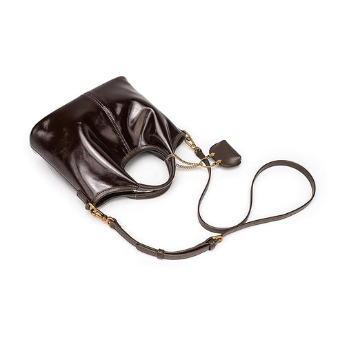 GELANNI – Messenger Bag for Women & Girls, Premium PU Handbag, Comes with Detachable Strap and Wallet, An Ideal Gift for Female – Dark Brown (3 in one)