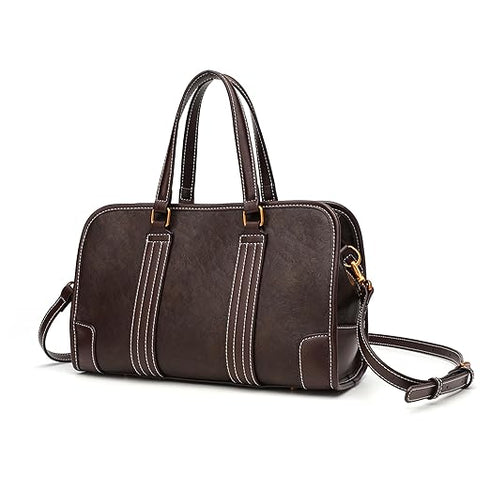 GELANNI – Duffle Bag for Women & Girls, Premium PU Handbag with Bottom Rivet, Comes with Adjustable & Detachable Strap, an Ideal Gift for Female – Dark Brown