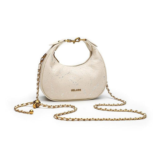 GELANNI β Veneta Bag for Women & Girls, Premium PU Handbag, Comes with Adjustable & Detachable Gold Chain, An Ideal Gift for Female -Off White