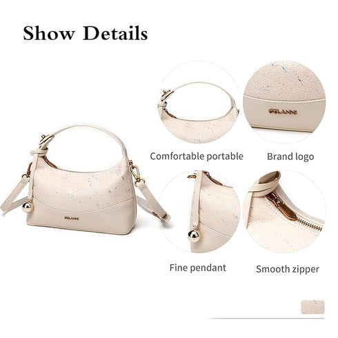 GELANNI – Veneta Bag for Women & Girls, Premium PU Handbag, Comes with Adjustable & Detachable Strap, An Ideal Gift for Female – Off White