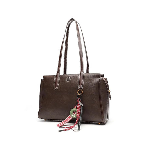 GELANNI – Travel Bag for Women & Girls, Premium PU Handbag with Bottom Rivet, Comes with Adjustable & Detachable Strap, An Ideal Gift for Female – Dark Brown