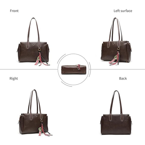 GELANNI – Travel Bag for Women & Girls, Premium PU Handbag with Bottom Rivet, Comes with Adjustable & Detachable Strap, An Ideal Gift for Female – Dark Brown