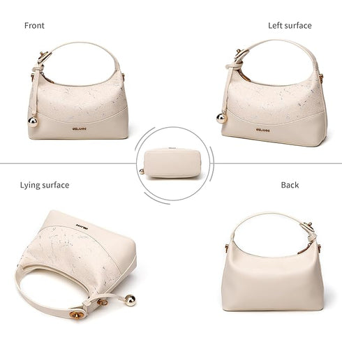GELANNI – Veneta Bag for Women & Girls, Premium PU Handbag, Comes with Adjustable & Detachable Strap, An Ideal Gift for Female – Off White