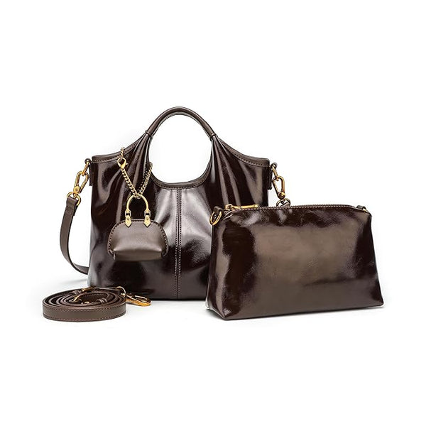 GELANNI β Messenger Bag for Women & Girls, Premium PU Handbag, Comes with Detachable Strap and Wallet, An Ideal Gift for Female β Dark Brown (3 in one)