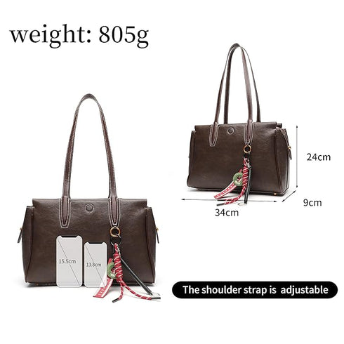 GELANNI – Travel Bag for Women & Girls, Premium PU Handbag with Bottom Rivet, Comes with Adjustable & Detachable Strap, An Ideal Gift for Female – Dark Brown