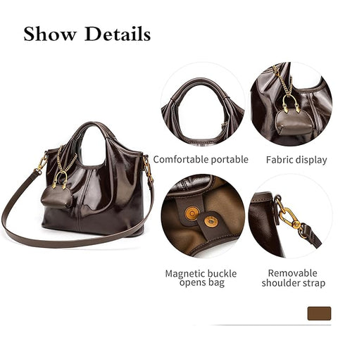 GELANNI – Messenger Bag for Women & Girls, Premium PU Handbag, Comes with Detachable Strap and Wallet, An Ideal Gift for Female – Dark Brown (3 in one)
