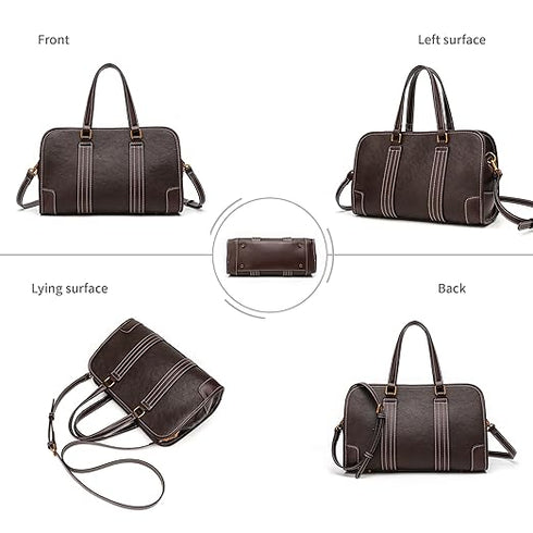 GELANNI – Duffle Bag for Women & Girls, Premium PU Handbag with Bottom Rivet, Comes with Adjustable & Detachable Strap, an Ideal Gift for Female – Dark Brown