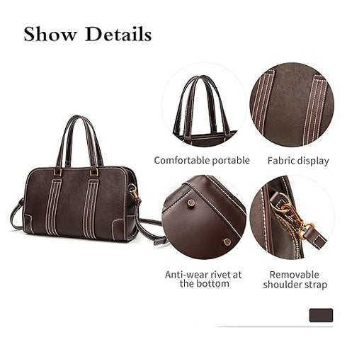 GELANNI – Duffle Bag for Women & Girls, Premium PU Handbag with Bottom Rivet, Comes with Adjustable & Detachable Strap, an Ideal Gift for Female – Dark Brown