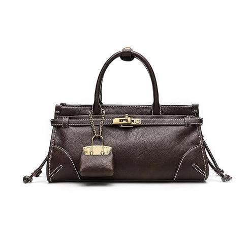 GELANNI β Kelly Bag for Women & Girls, Premium PU Handbag, Comes with Adjustable & Detachable Strap, with One Small Wallet, An Ideal Gift for Female -Dark Brown