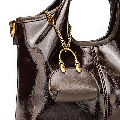 GELANNI – Messenger Bag for Women & Girls, Premium PU Handbag, Comes with Detachable Strap and Wallet, An Ideal Gift for Female – Dark Brown (3 in one)