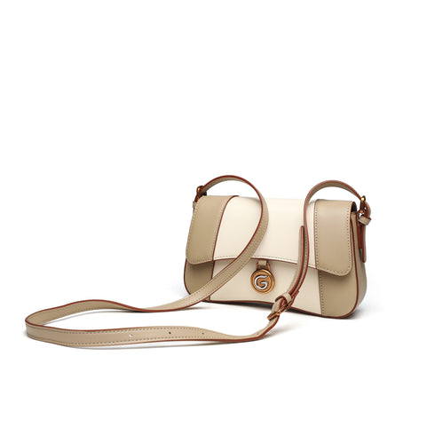 Gelanni Hourglass Bag - Apricot & White