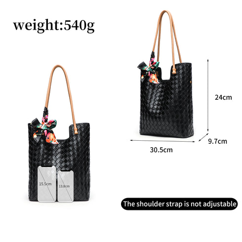 Gelanni Everyday Tote Bag With Floral Scarf - Black