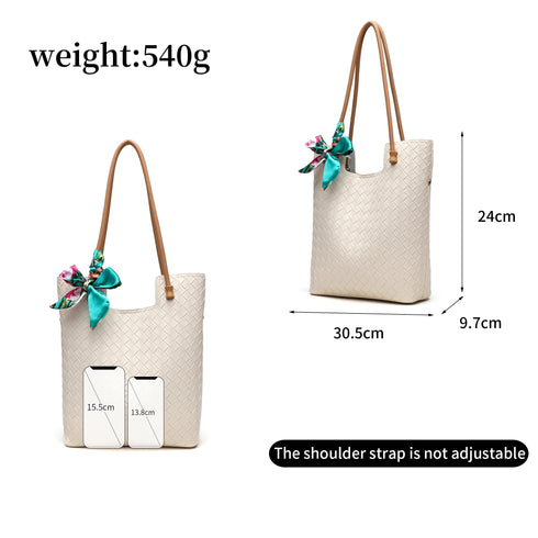Gelanni Everyday Tote Bag With Floral Scarf - Beige