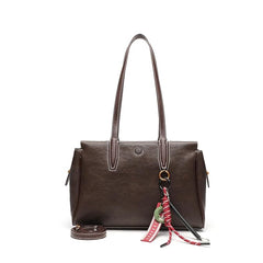 GELANNI – Travel Bag for Women & Girls, Premium PU Handbag with Bottom Rivet, Comes with Adjustable & Detachable Strap, An Ideal Gift for Female – Dark Brown